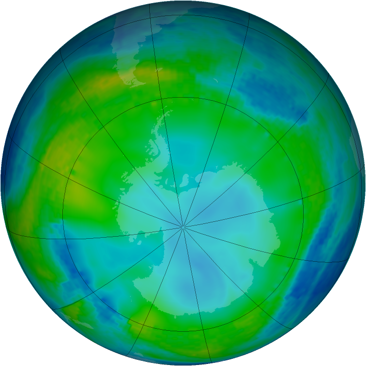 Antarctic ozone map for 28 June 2004